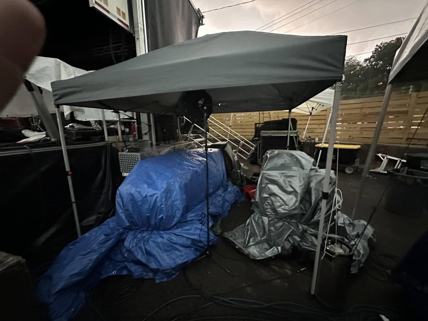 Gear tarped on the SL100 deck for a storm